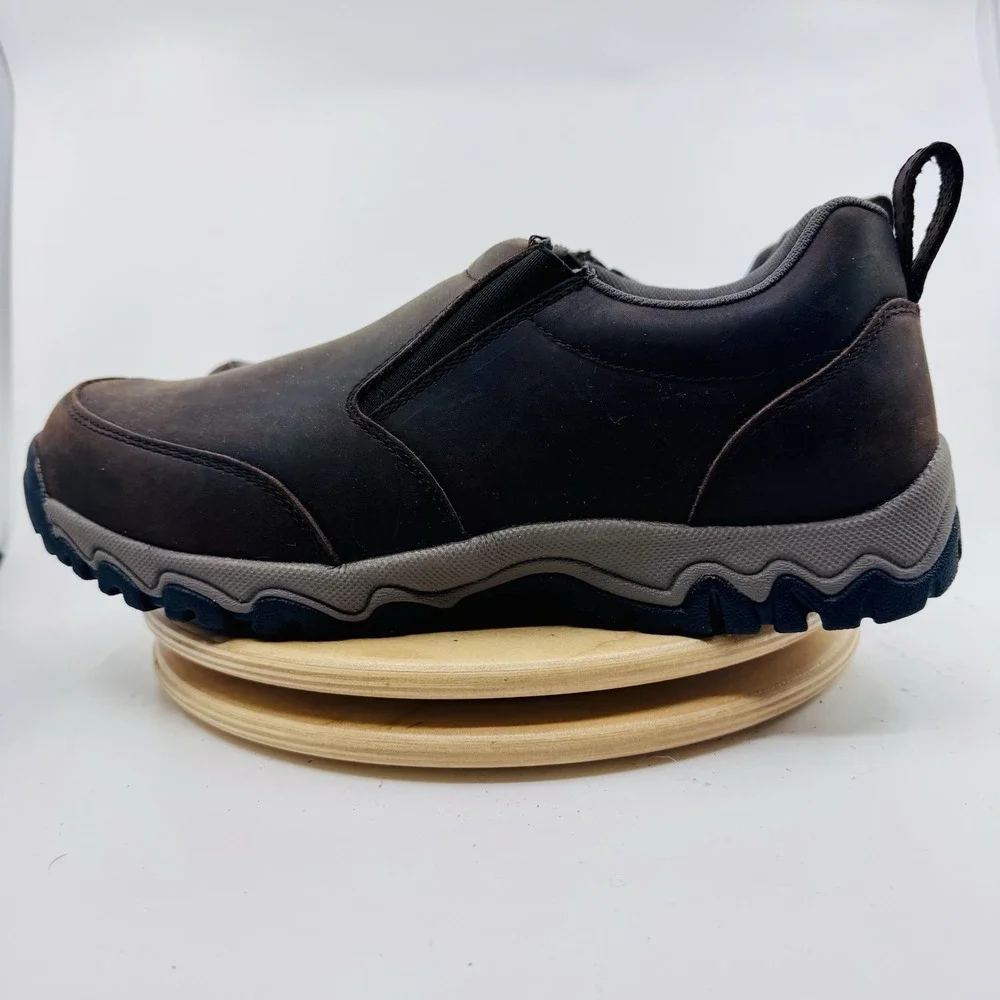 Duluth Trading Wild Boar Leather Mocs Shoes Men's 12 Wide Brown Slip Resistant